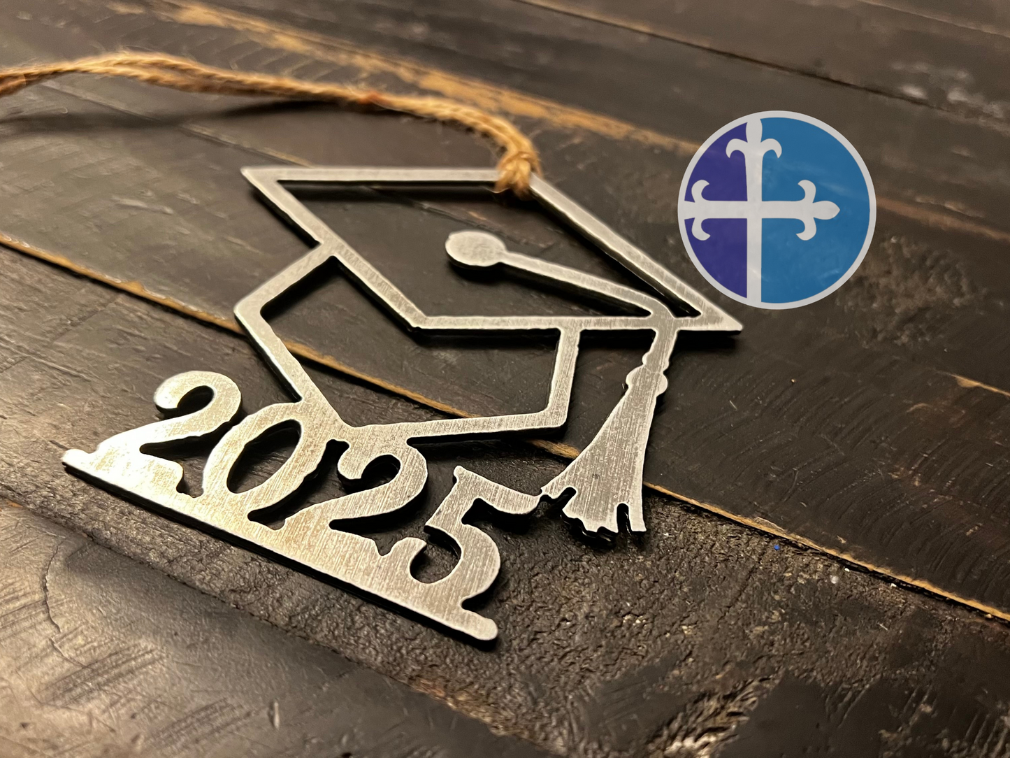 2025 Graduation Cap Ornament – Steel Class of 2025 Keepsake for Grads