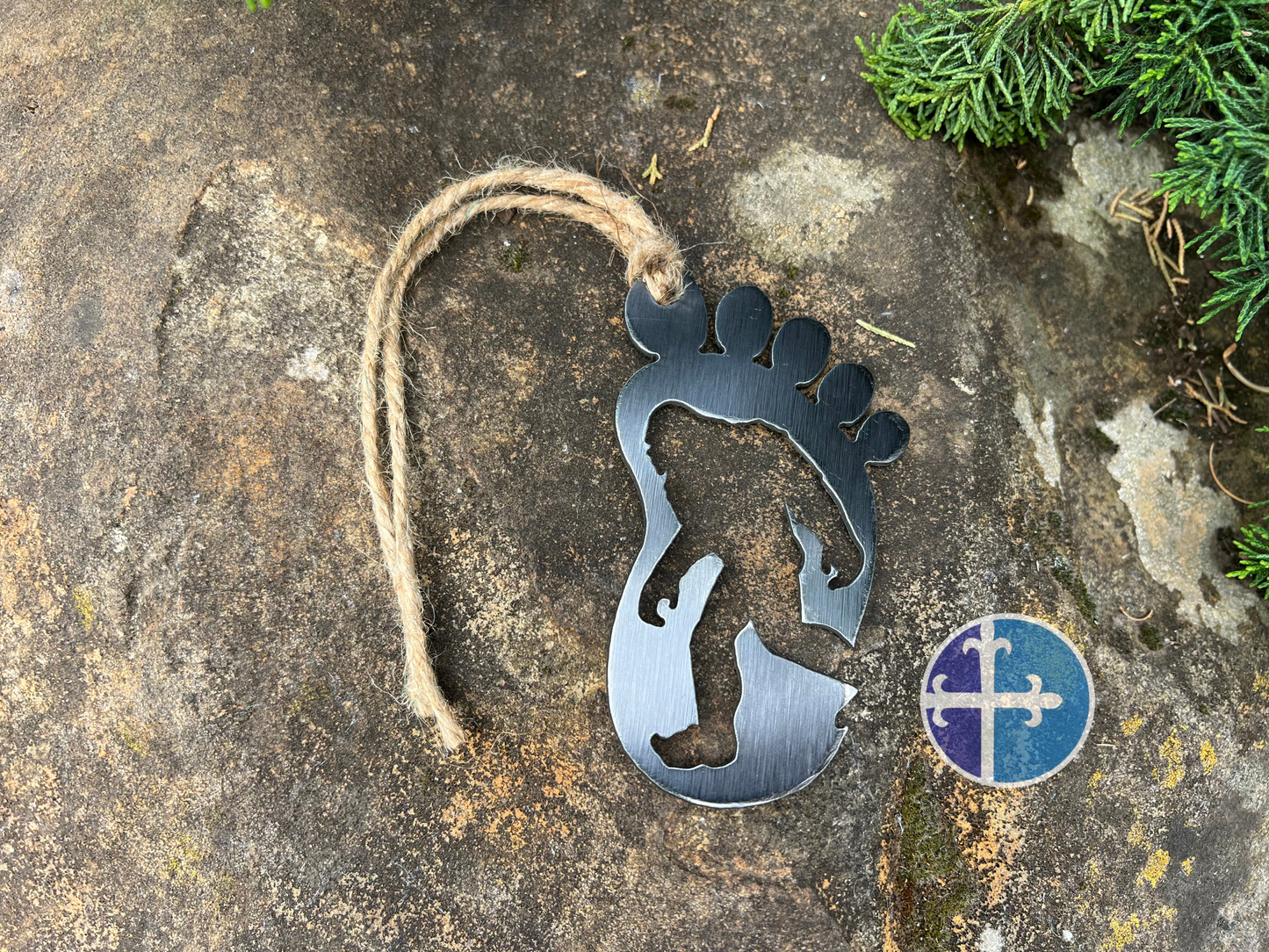 Bigfoot Steel Ornament - Unique Bigfoot Footprint Decor