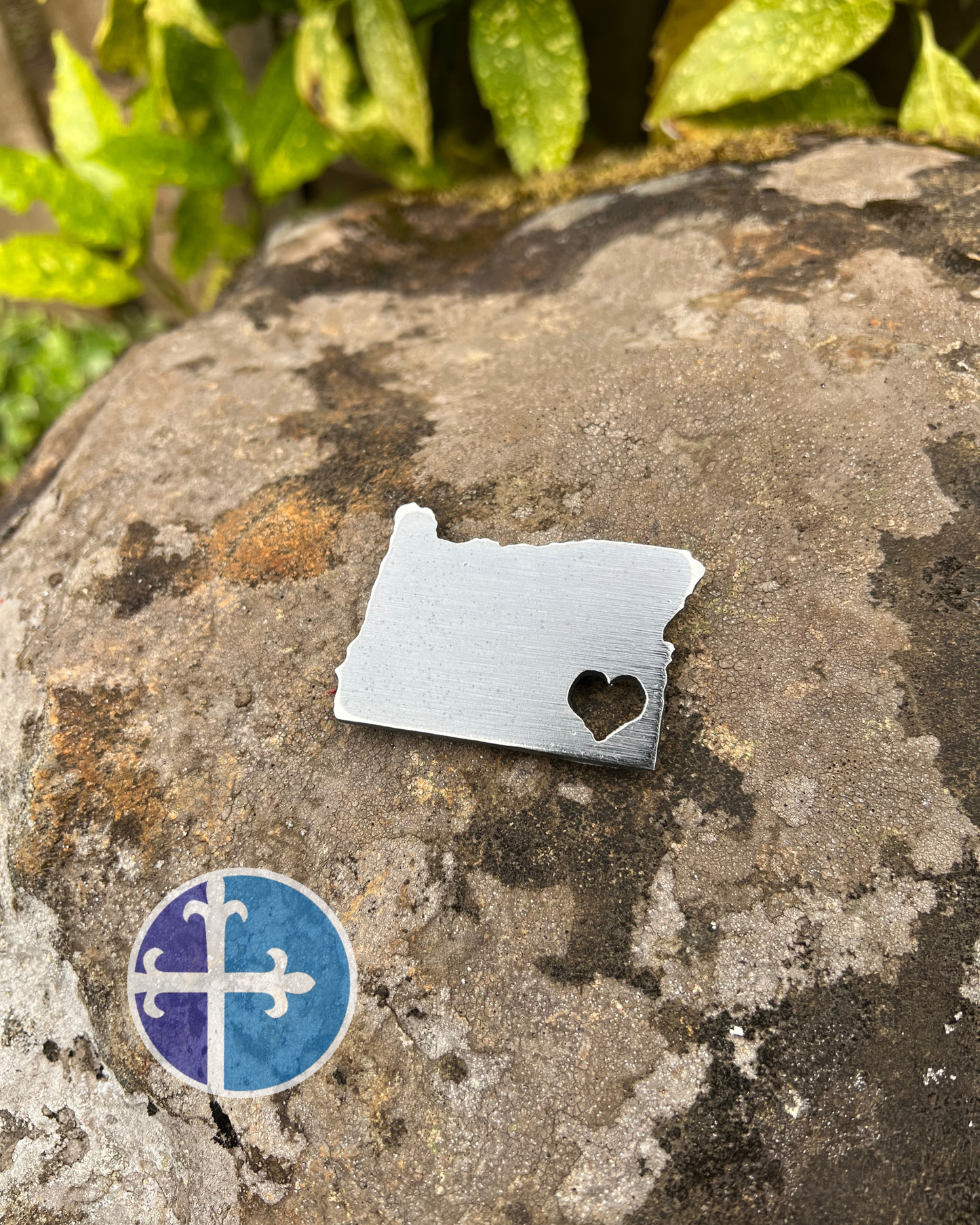 Steel Oregon Magnet with Heart Cutout - Show Your State Pride!