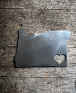 Load image into Gallery viewer, Metal Oregon Cutout With Heart
