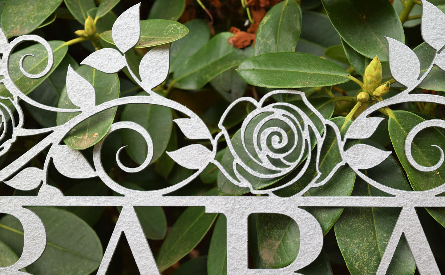 Custom Metal Rose-Flourish (staked) Garden Sign