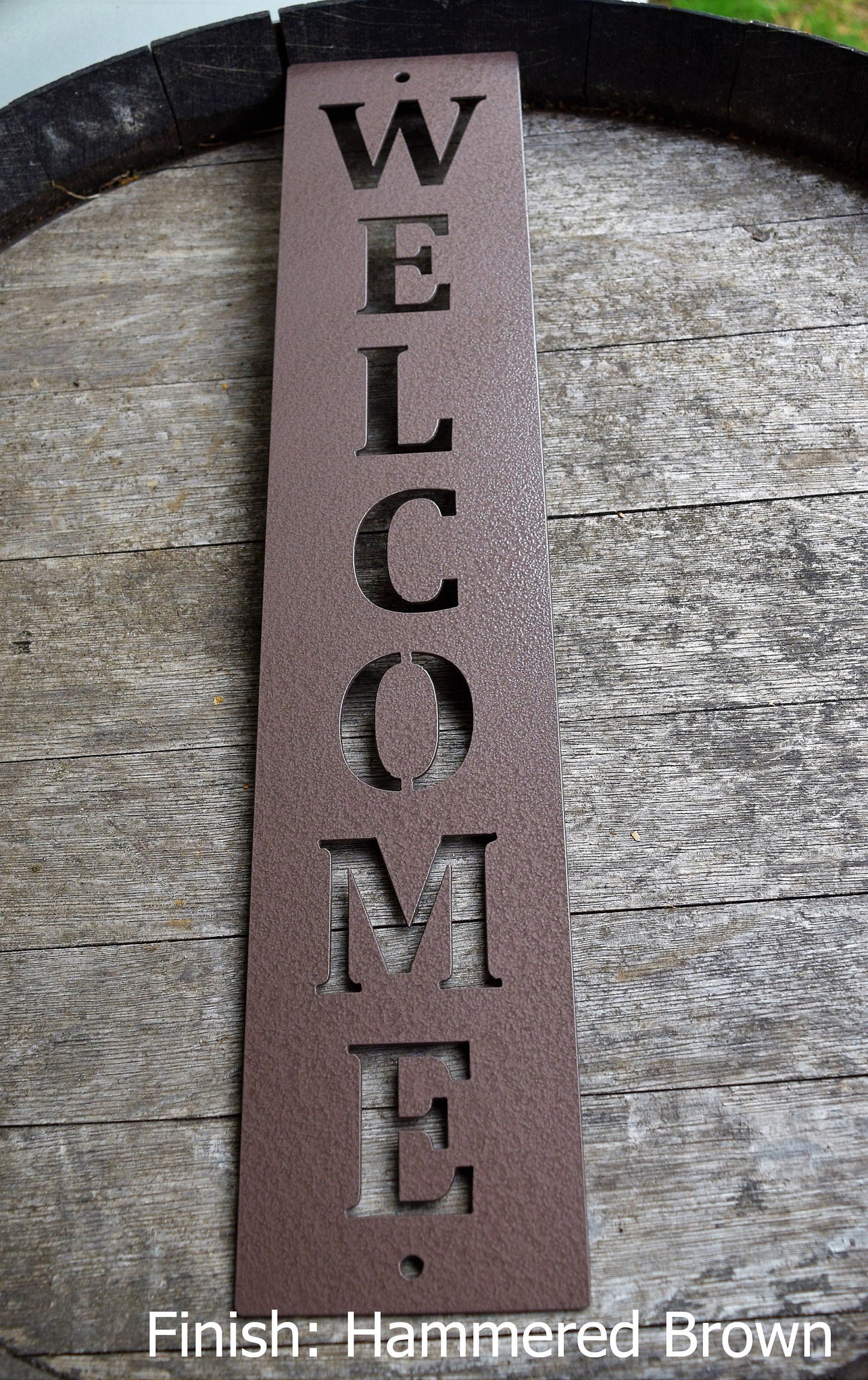 Vertical Metal Welcome Sign