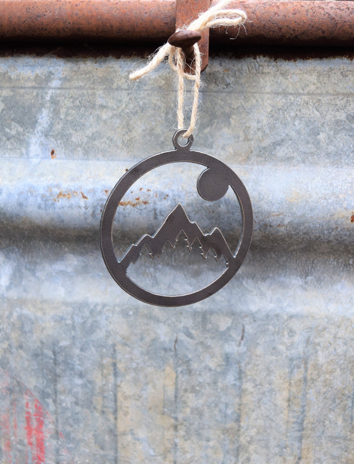 Mountain Sun Ornament Metal