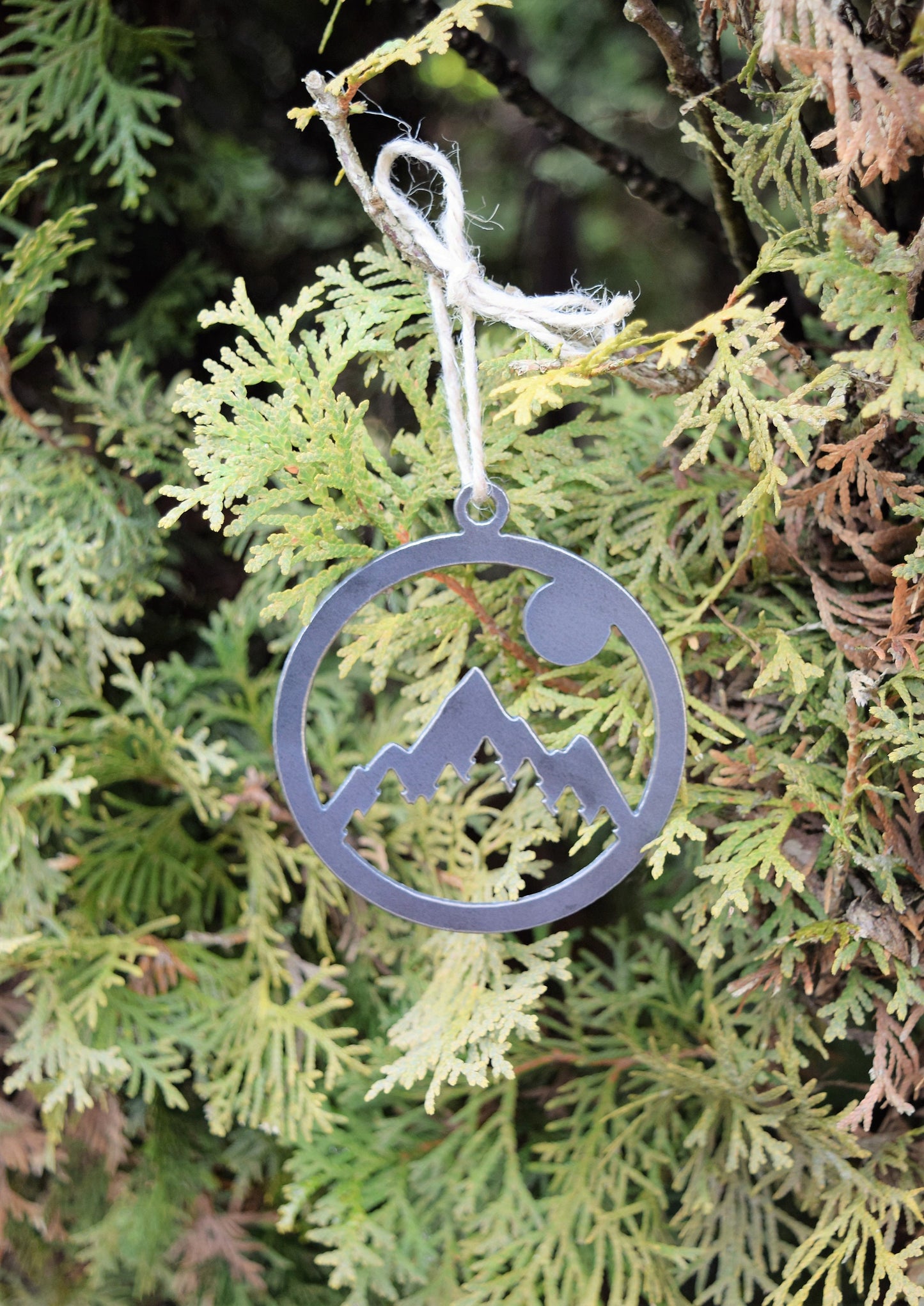 Mountain Sun Ornament Metal