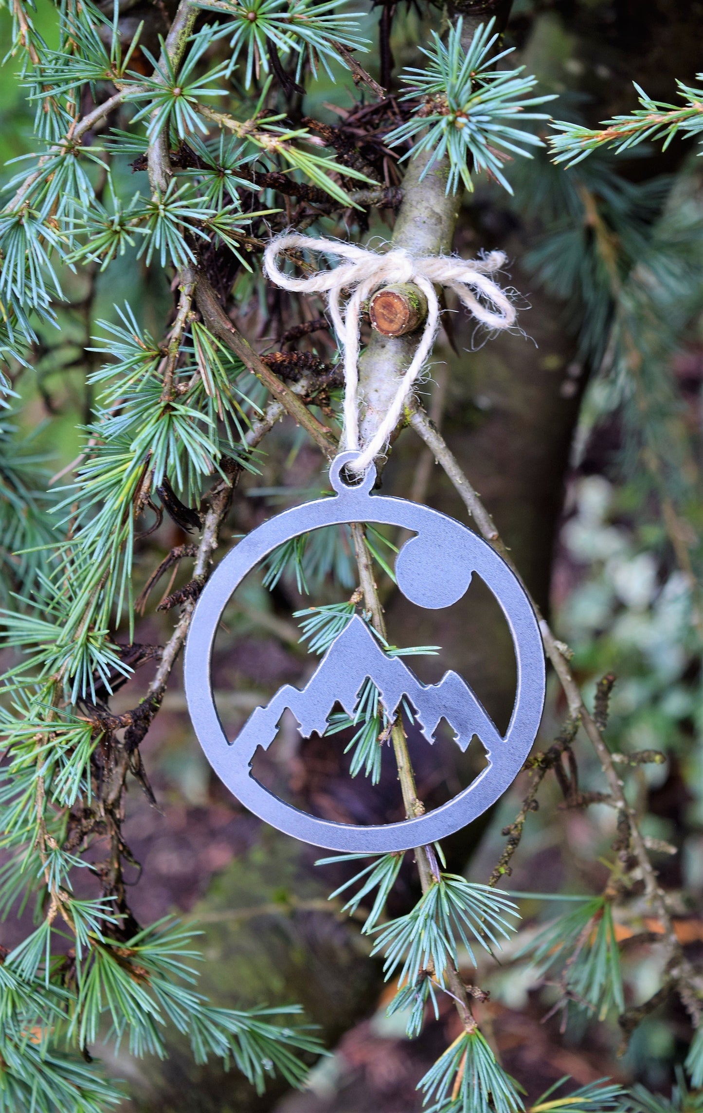 Mountain Sun Ornament Metal