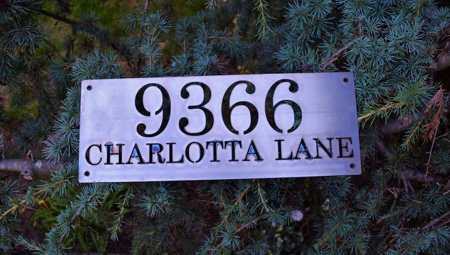 Horizontal Metal Home Address Numbers and Street Name