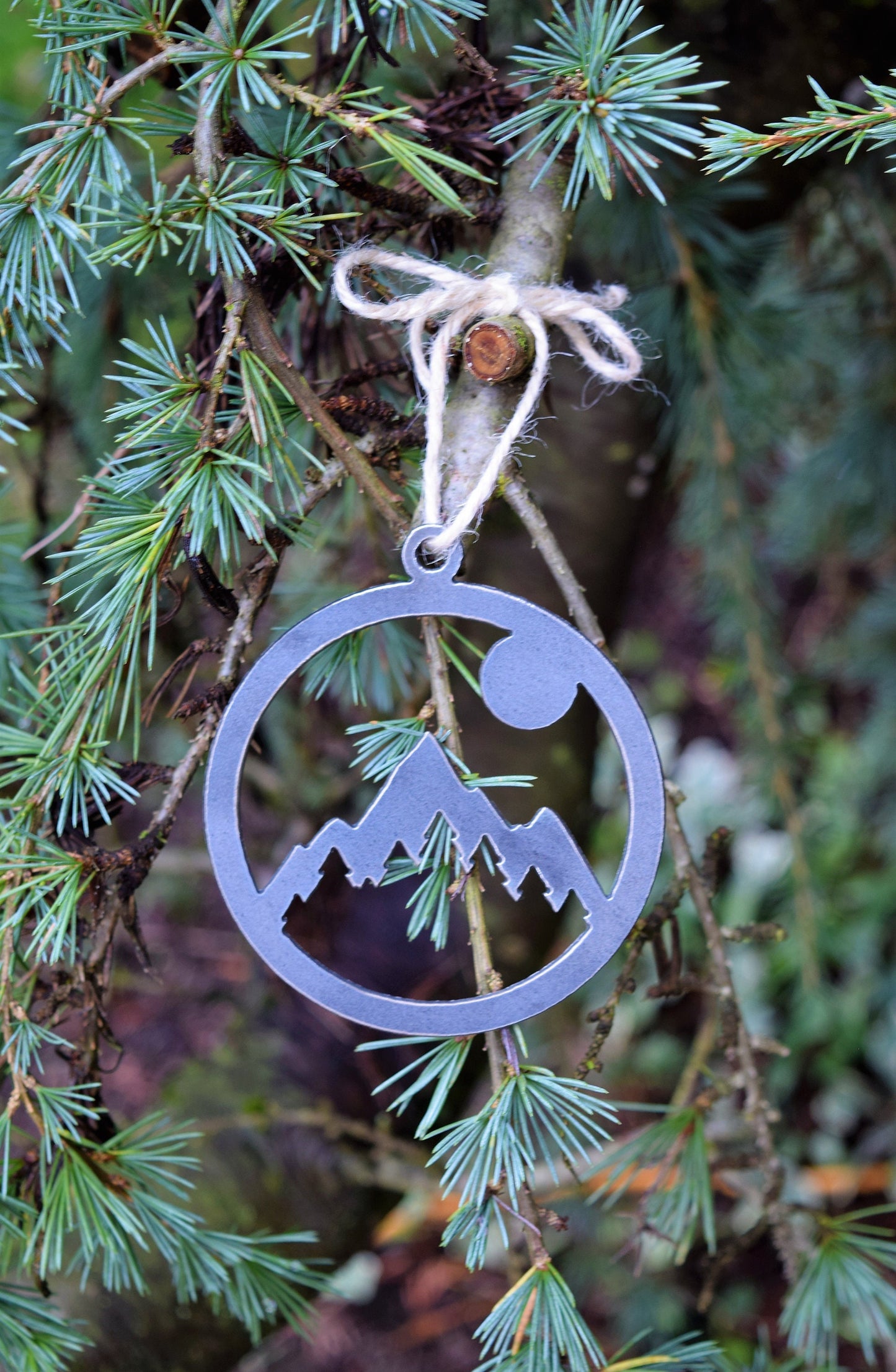 Mountain Sun Ornament Metal