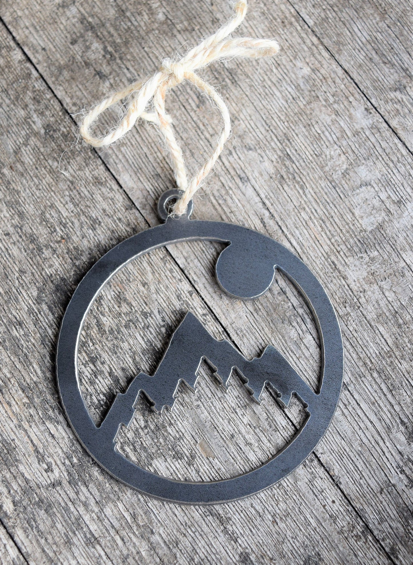 Mountain Sun Ornament Metal