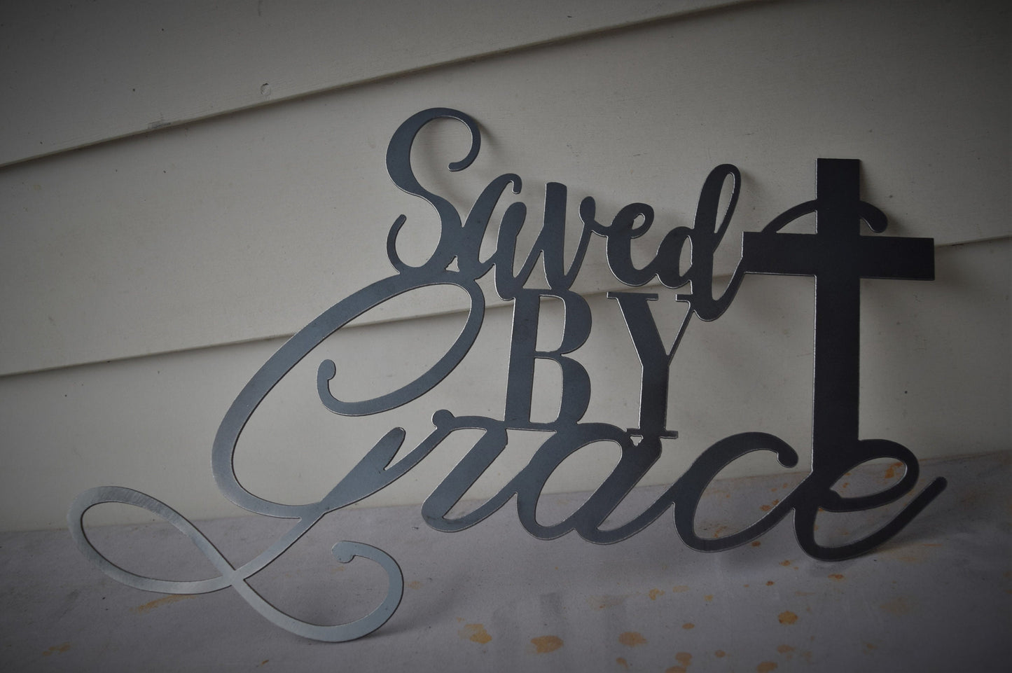 Saved By Grace Metal Sign