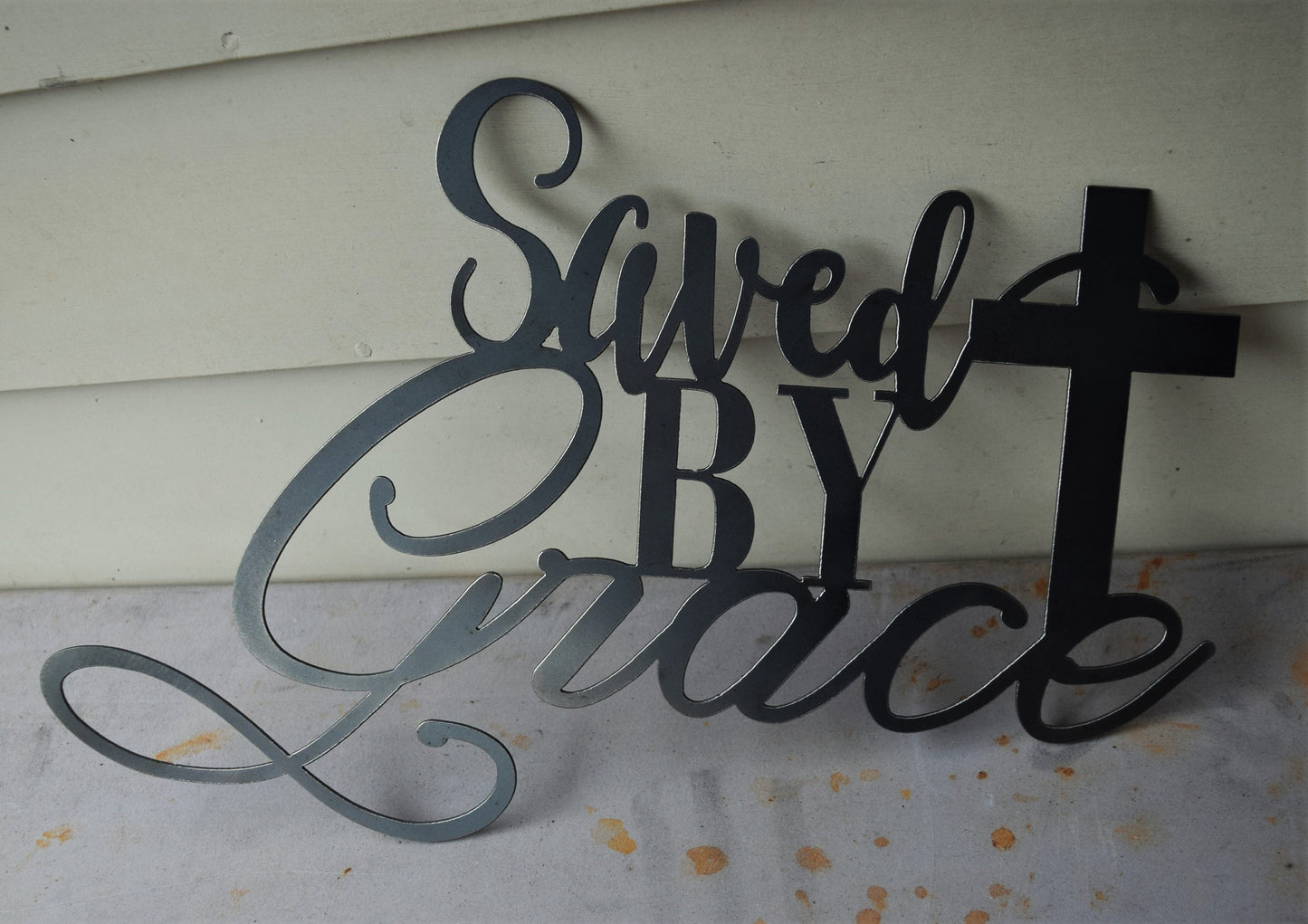 Saved By Grace Metal Sign