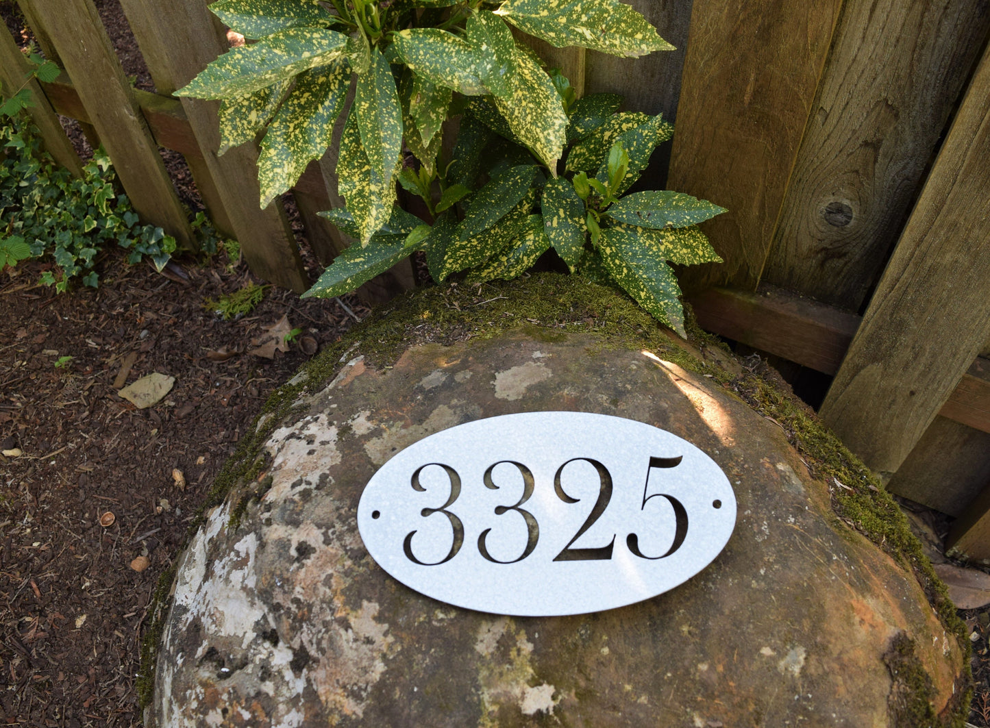 Baskerville Metal Oval Horizontal Address Sign