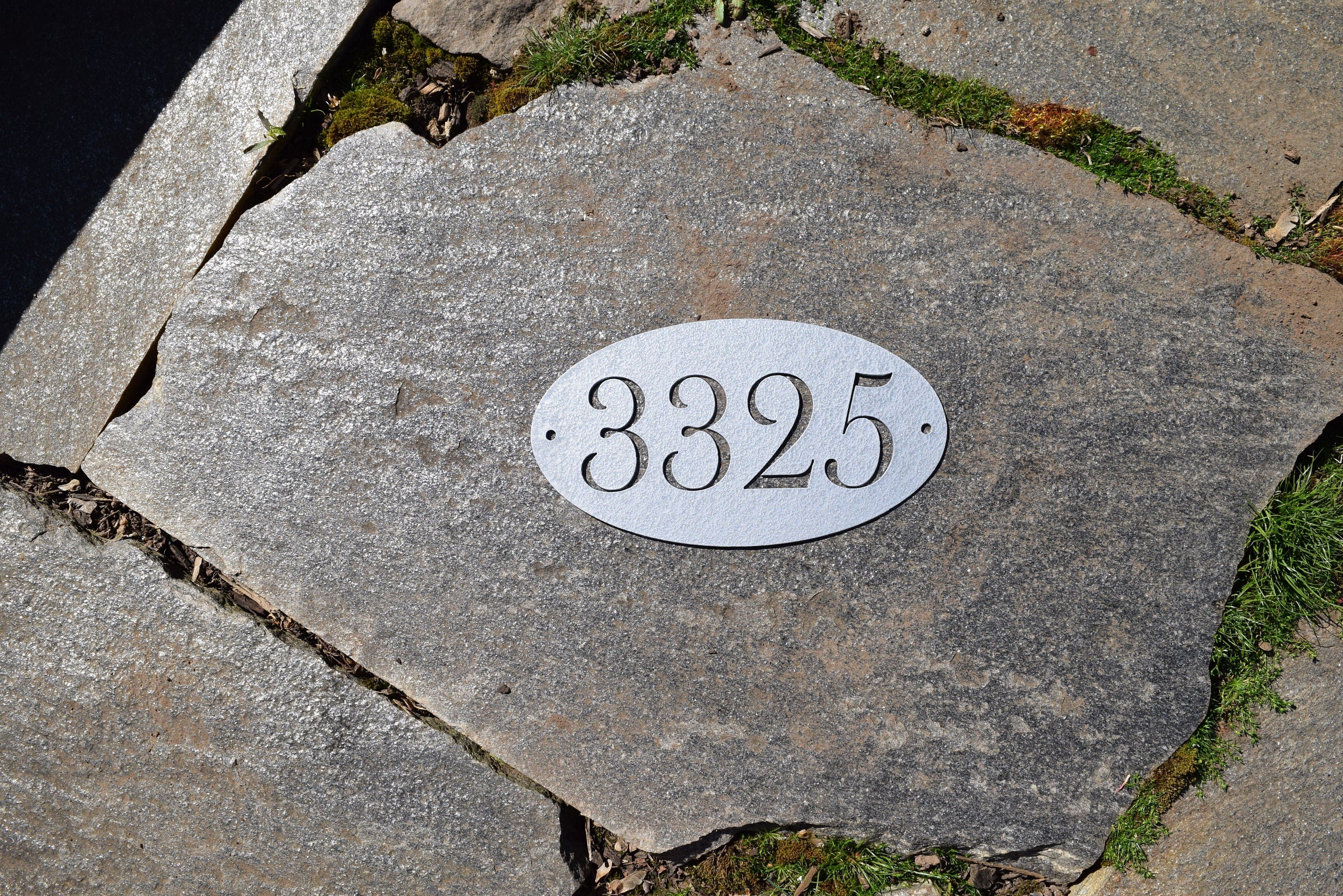 Baskerville Metal Oval Horizontal Address Sign