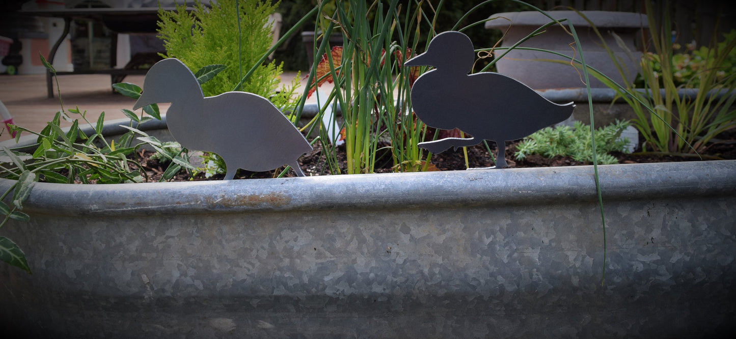 Metal Ducklings Yard Stakes