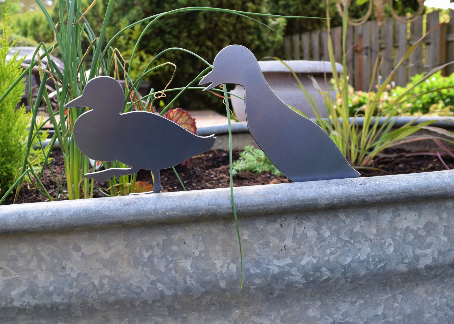 Metal Ducklings Yard Stakes