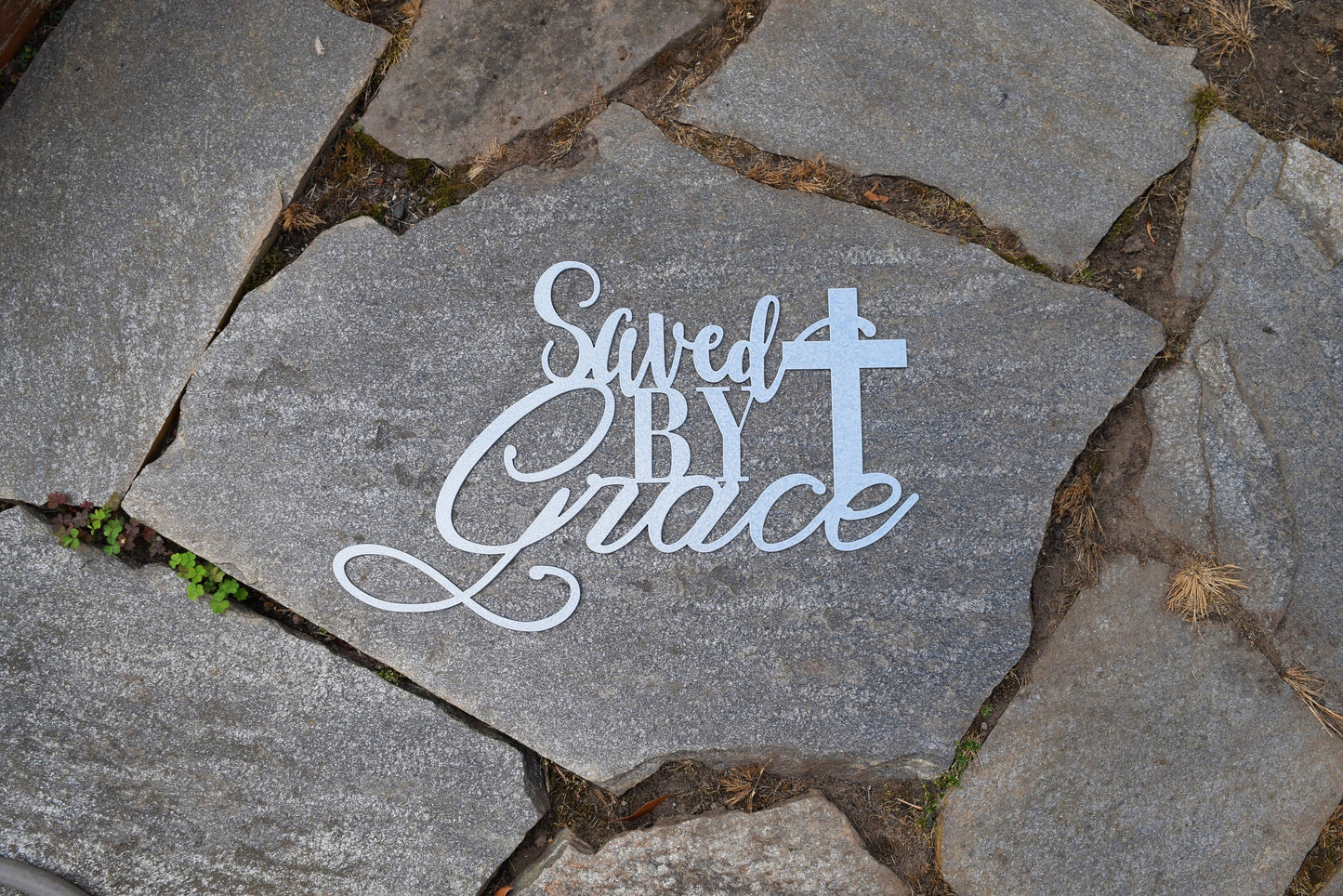 Saved By Grace Metal Sign