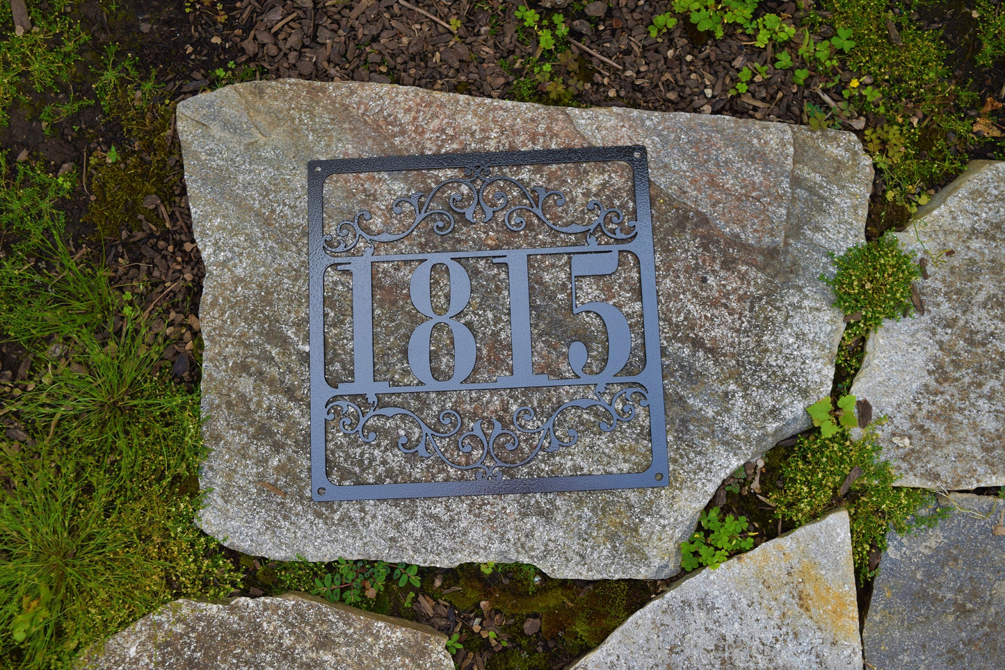 Metal Outdoor Square Flourished Address Sign