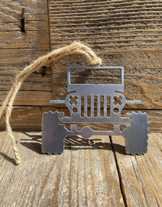 Jeep with Cross-Out headlights metal ornament