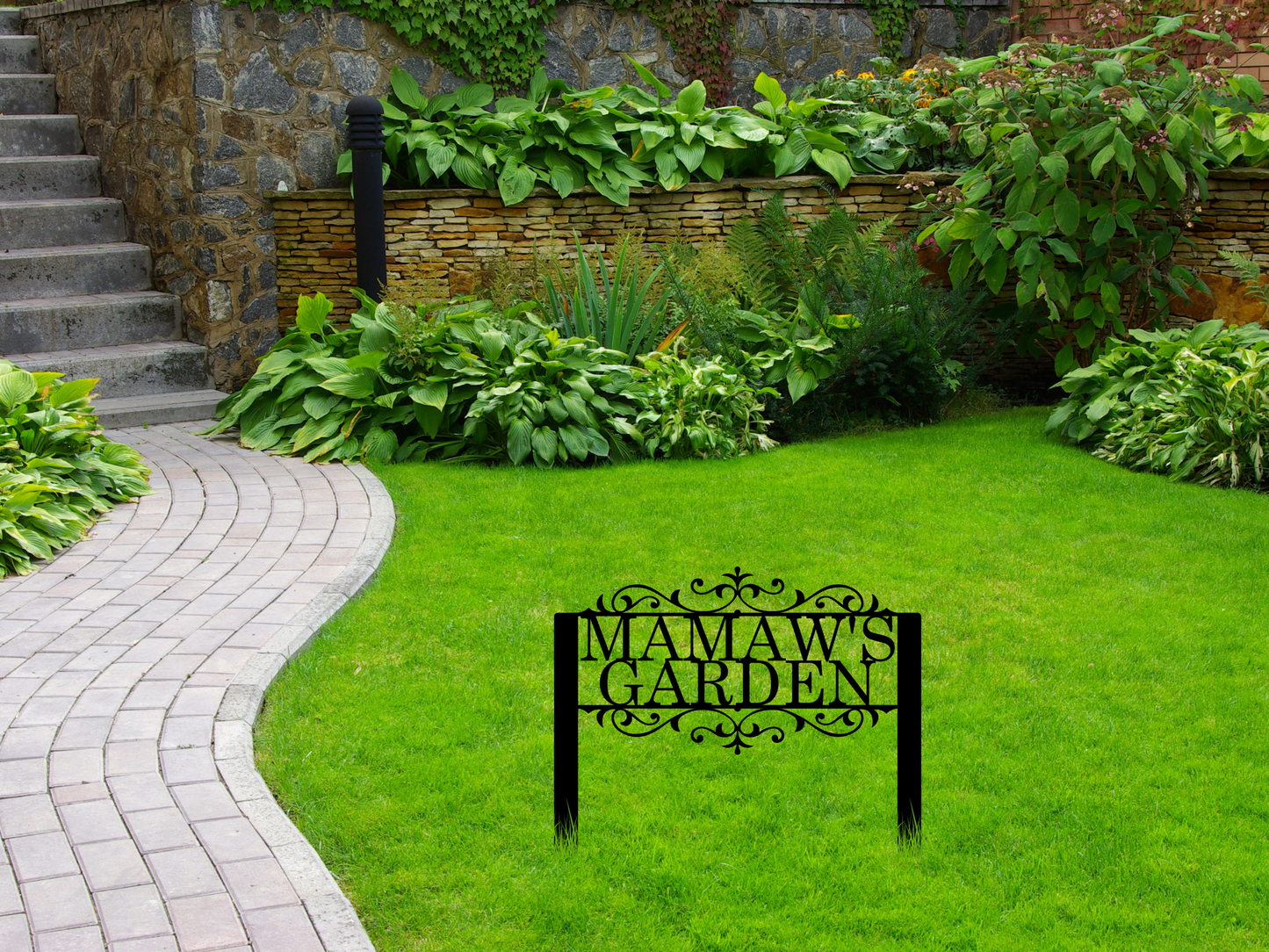 Custom Steel Flourished Staked Garden Sign