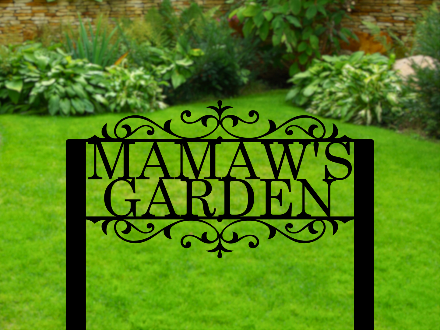 Custom Steel Flourished Staked Garden Sign