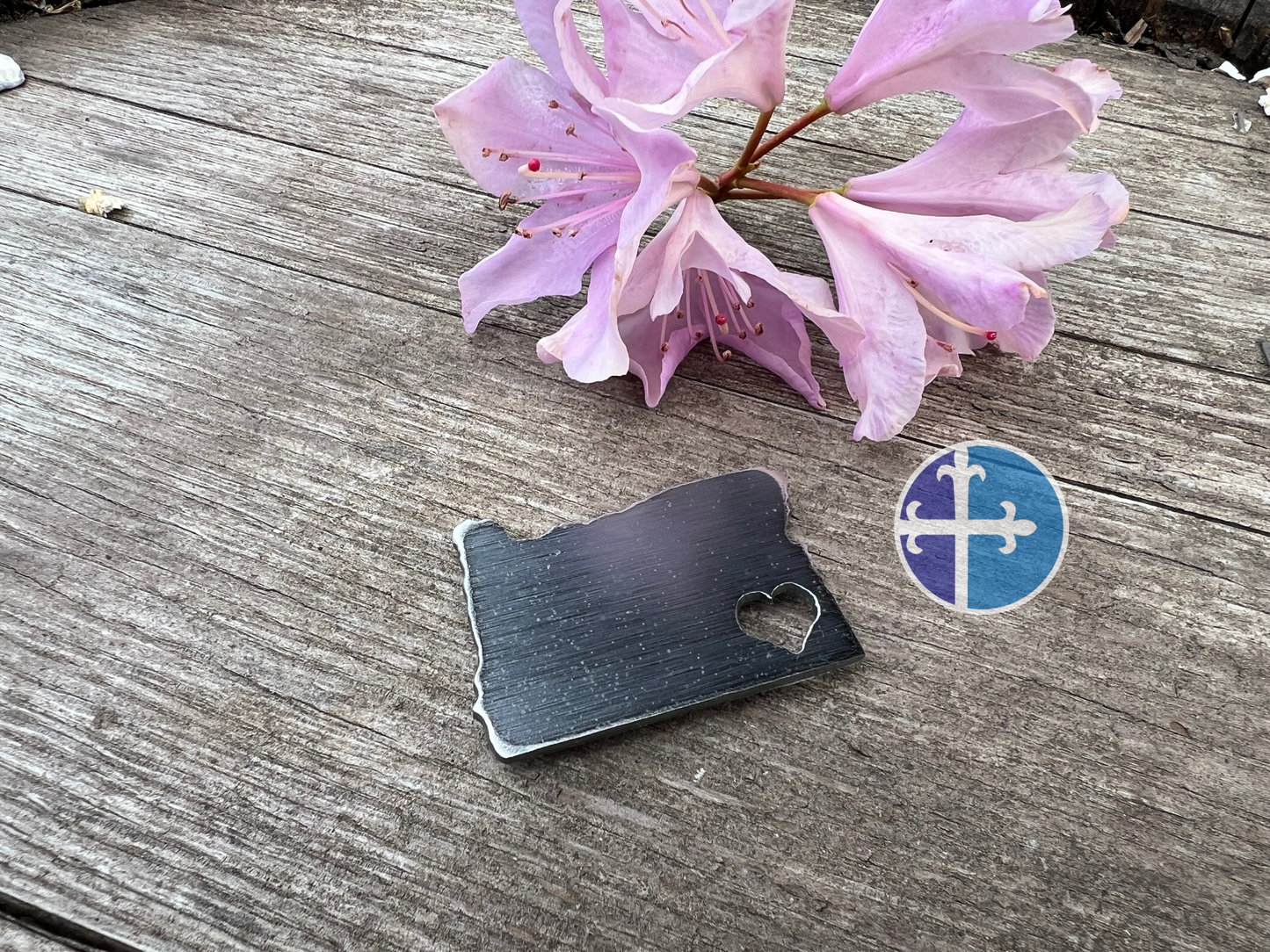 Steel Oregon Magnet with Heart Cutout - Show Your State Pride!