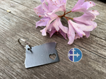 Load image into Gallery viewer, Steel Oregon Keychain with Heart Cutout | Perfect Gift for Oregonians
