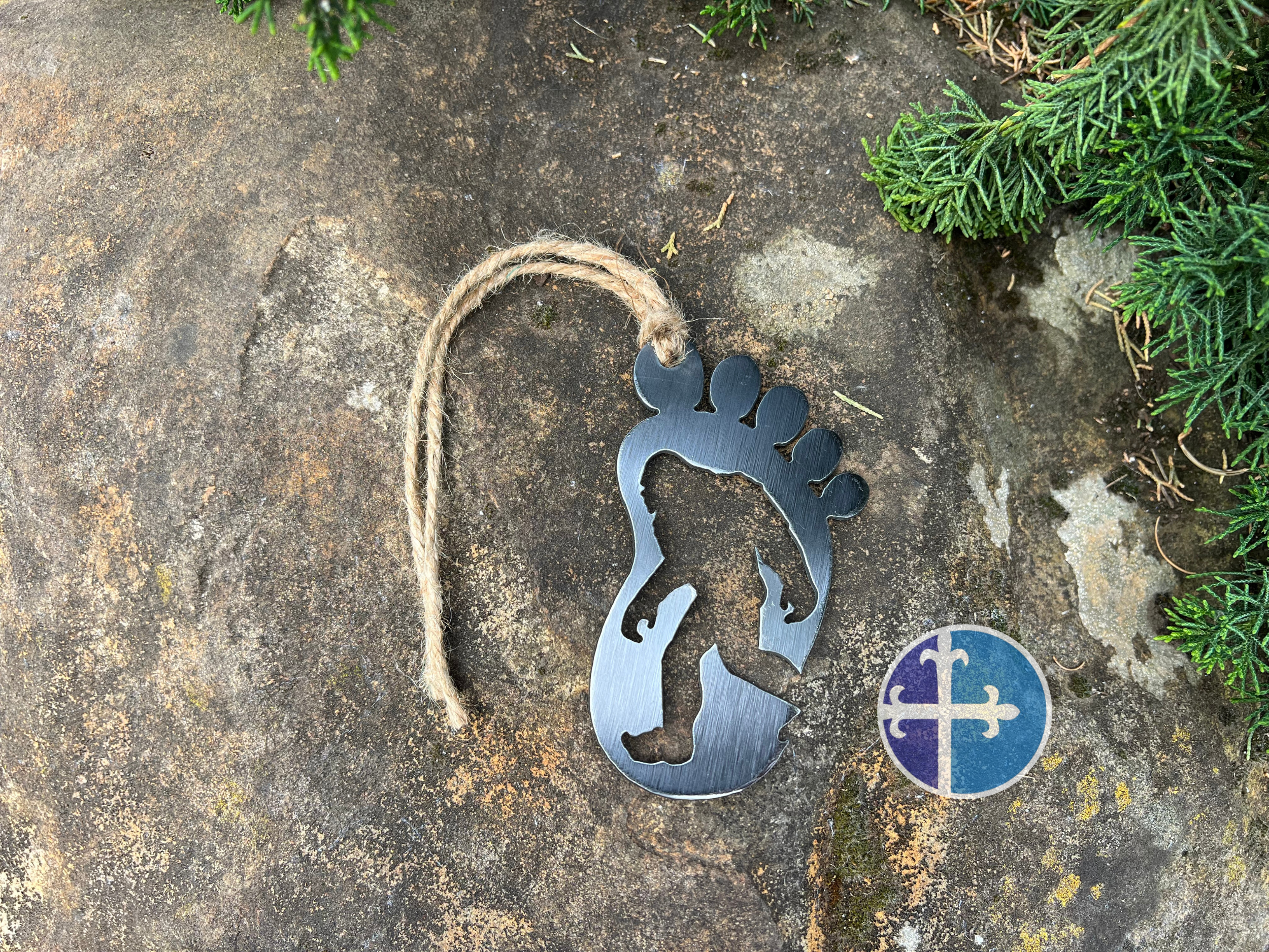 Bigfoot Steel Ornament - Unique Bigfoot Footprint Decor