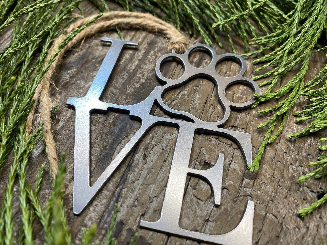 Love Dog Paw Ornament