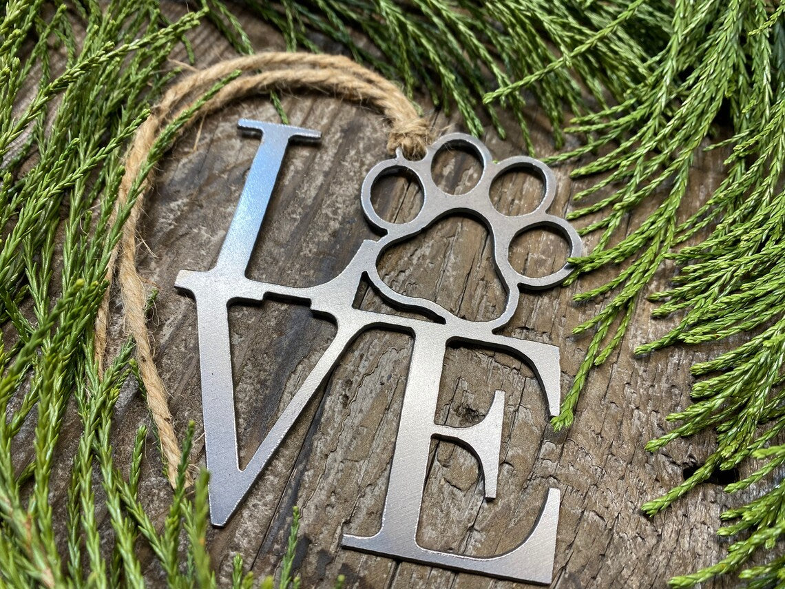 Love Dog Paw Ornament