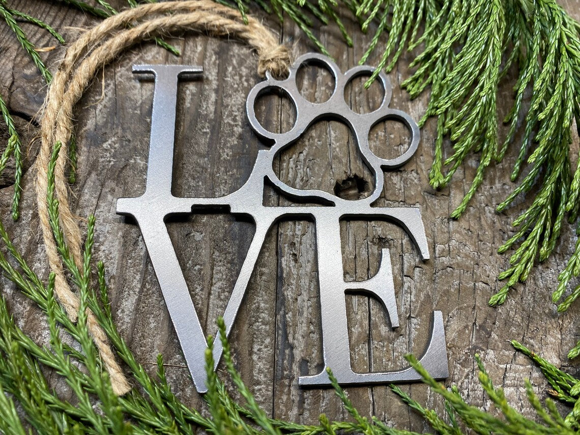 Love Dog Paw Ornament