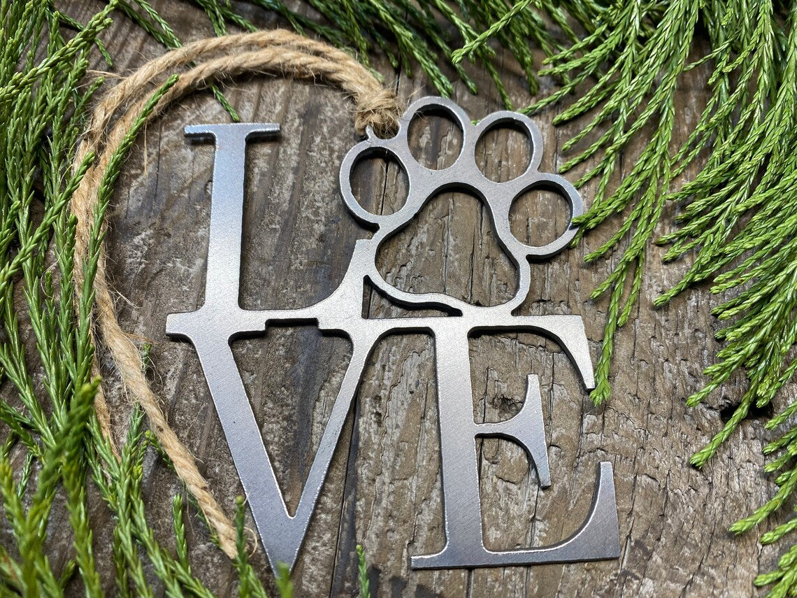 Love Dog Paw Ornament
