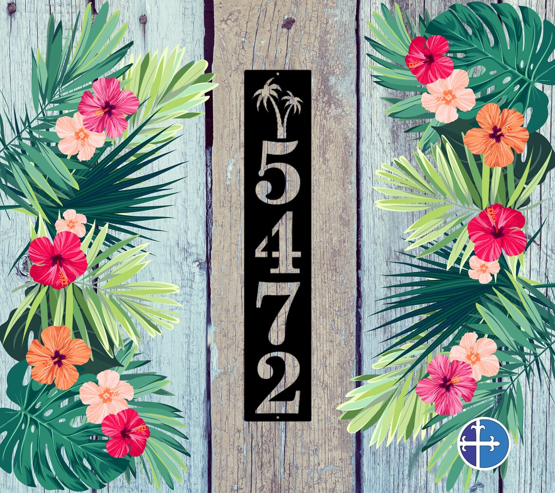 3 Inch Palm Tree Metal Home Address Sign