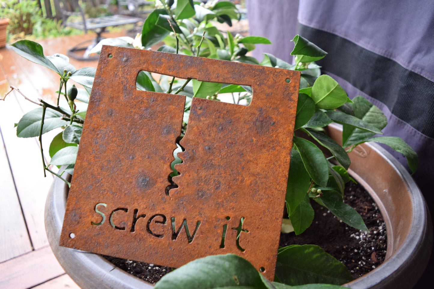 Screw It Metal Wine Sign