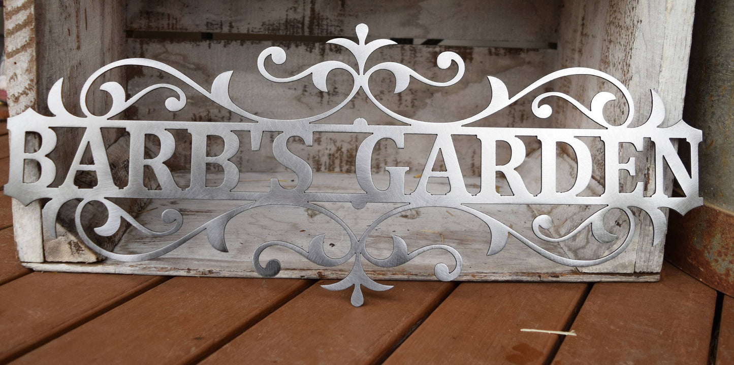 Custom Metal Flourished Garden sign