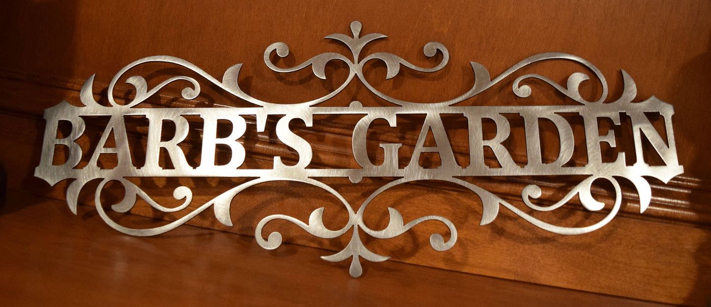 Custom Metal Flourished Garden sign