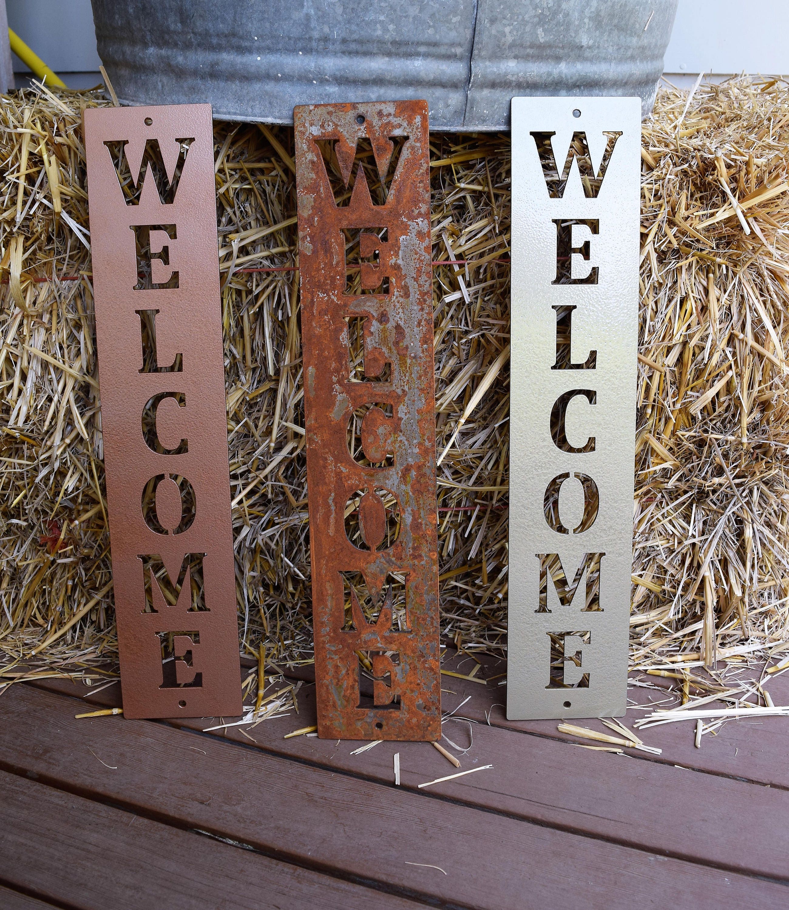 Vertical Metal Welcome Sign