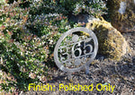 Load image into Gallery viewer, Round Metal Staked Outdoor Home Address Sign
