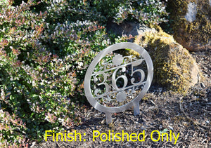 Round Metal Staked Outdoor Home Address Sign