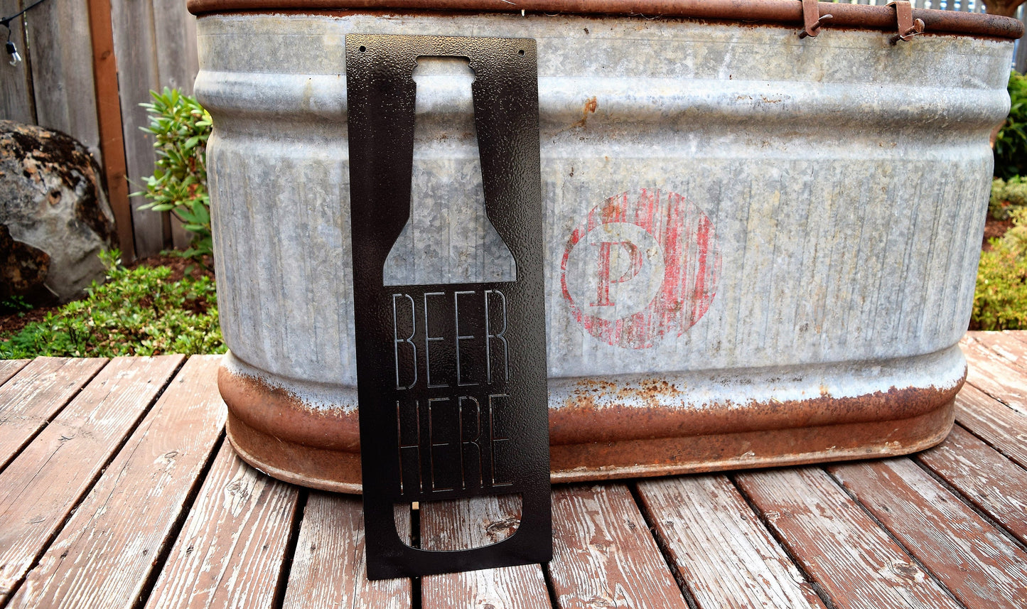 Beer Here Metal Sign