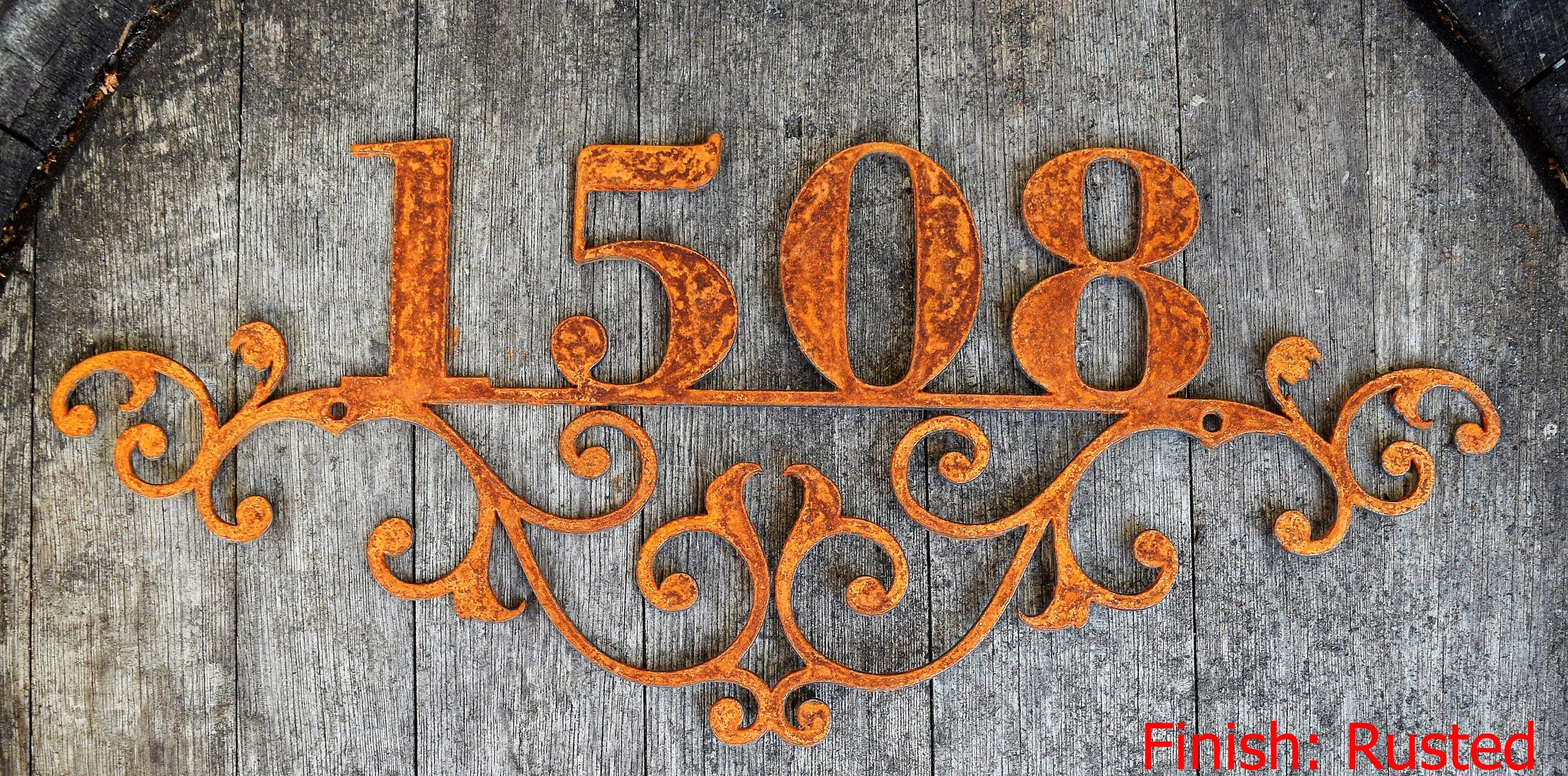 Flourished Metal Home Address Sign