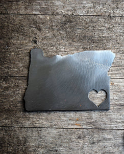 Metal Oregon Cutout With Heart