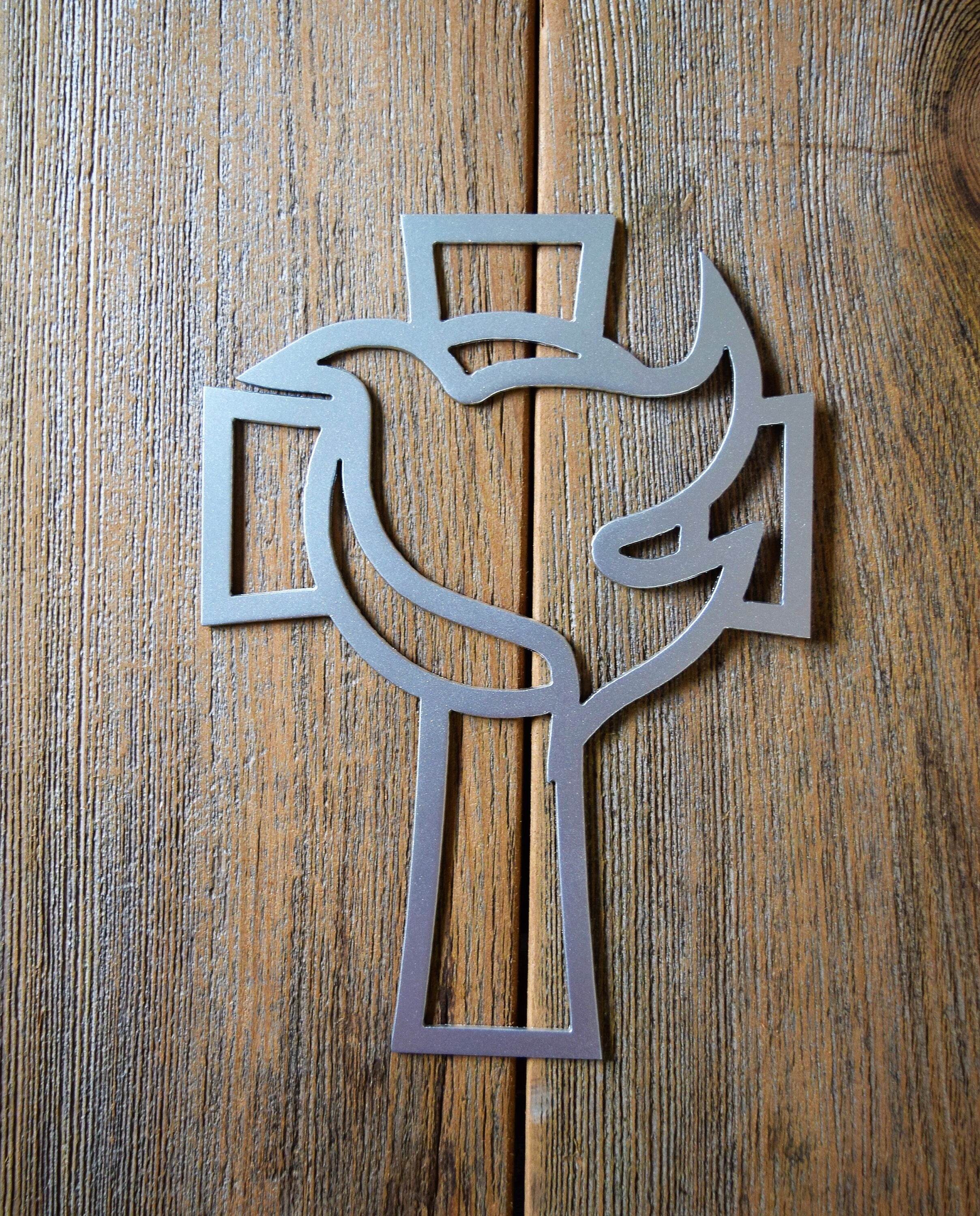 Dove and Cross Steel Sign