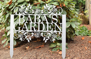 Custom Metal Rose-Flourish (staked) Garden Sign