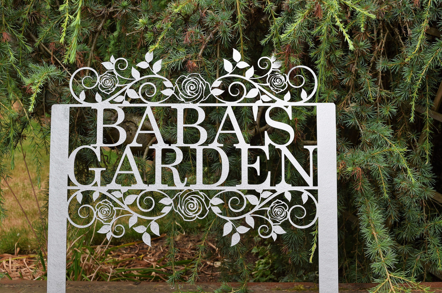 Custom Metal Rose-Flourish (staked) Garden Sign