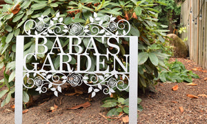 Custom Metal Rose-Flourish (staked) Garden Sign