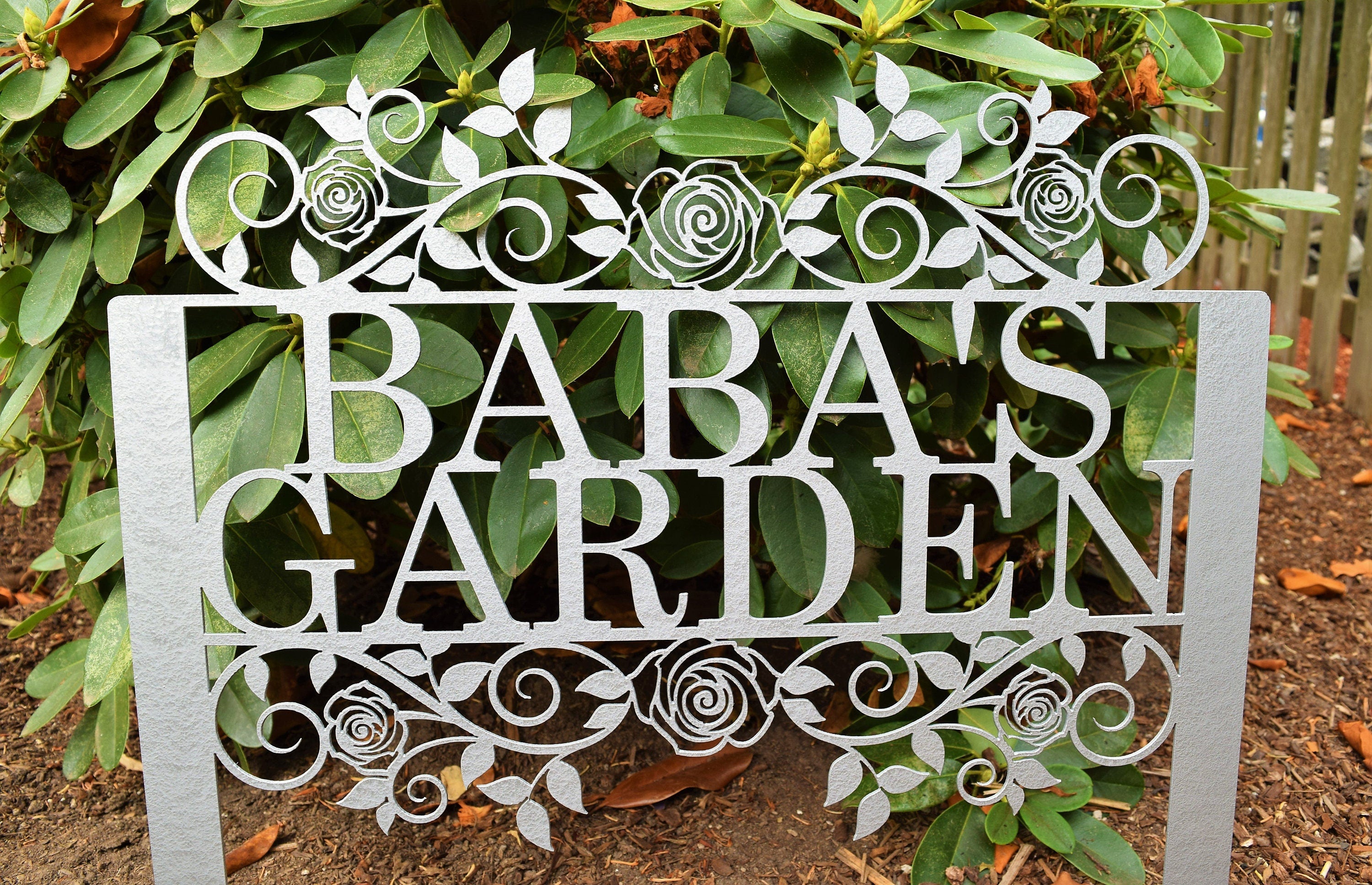 Custom Metal Rose-Flourish (staked) Garden Sign