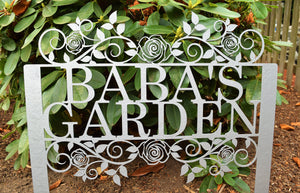 Custom Metal Rose-Flourish (staked) Garden Sign