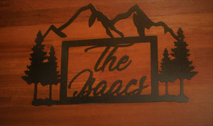 Mountains & Trees Theme Name Sign