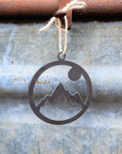 Mountain Sun Ornament Metal