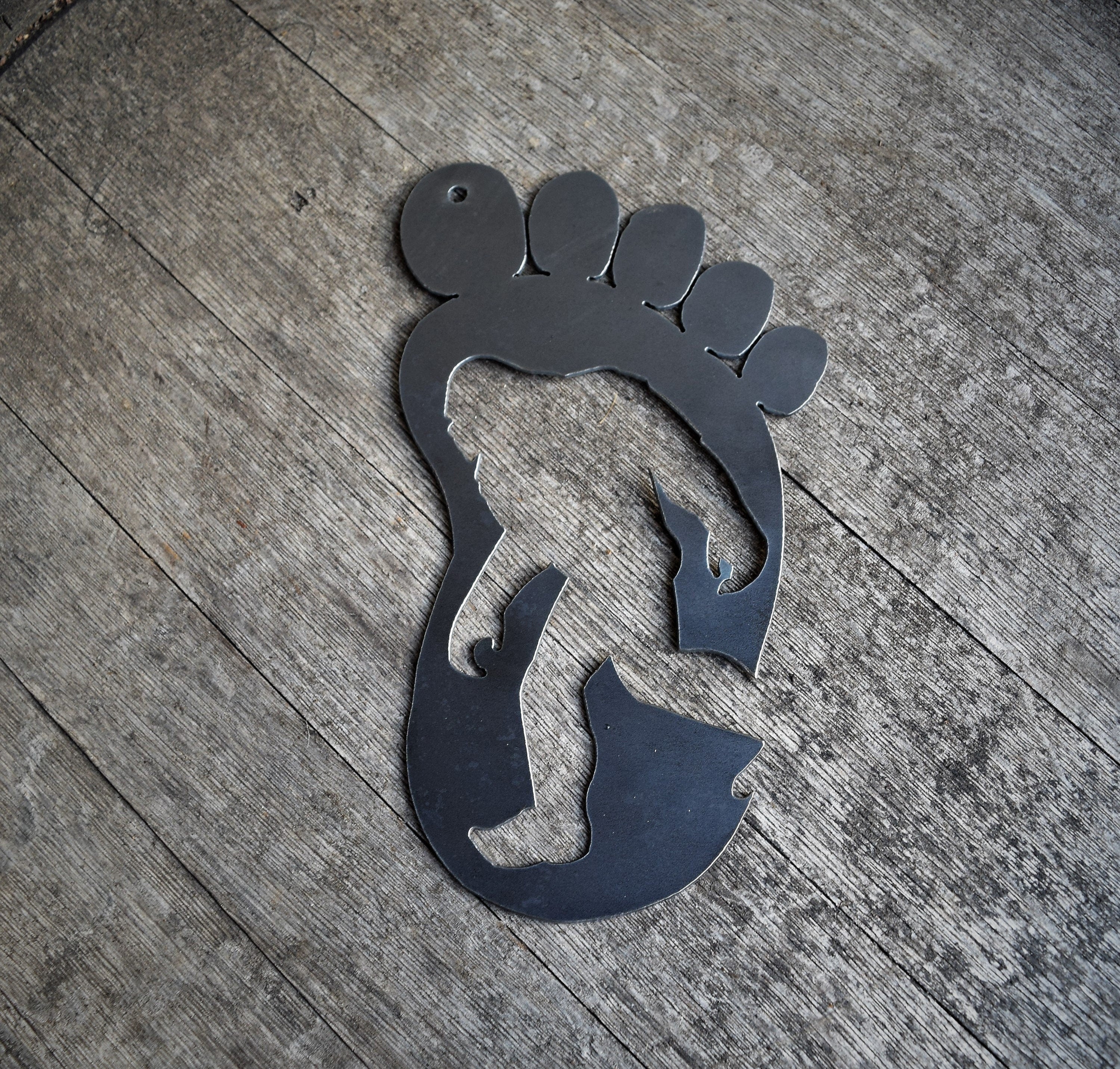 Sasquatch Footprint Metal Sign