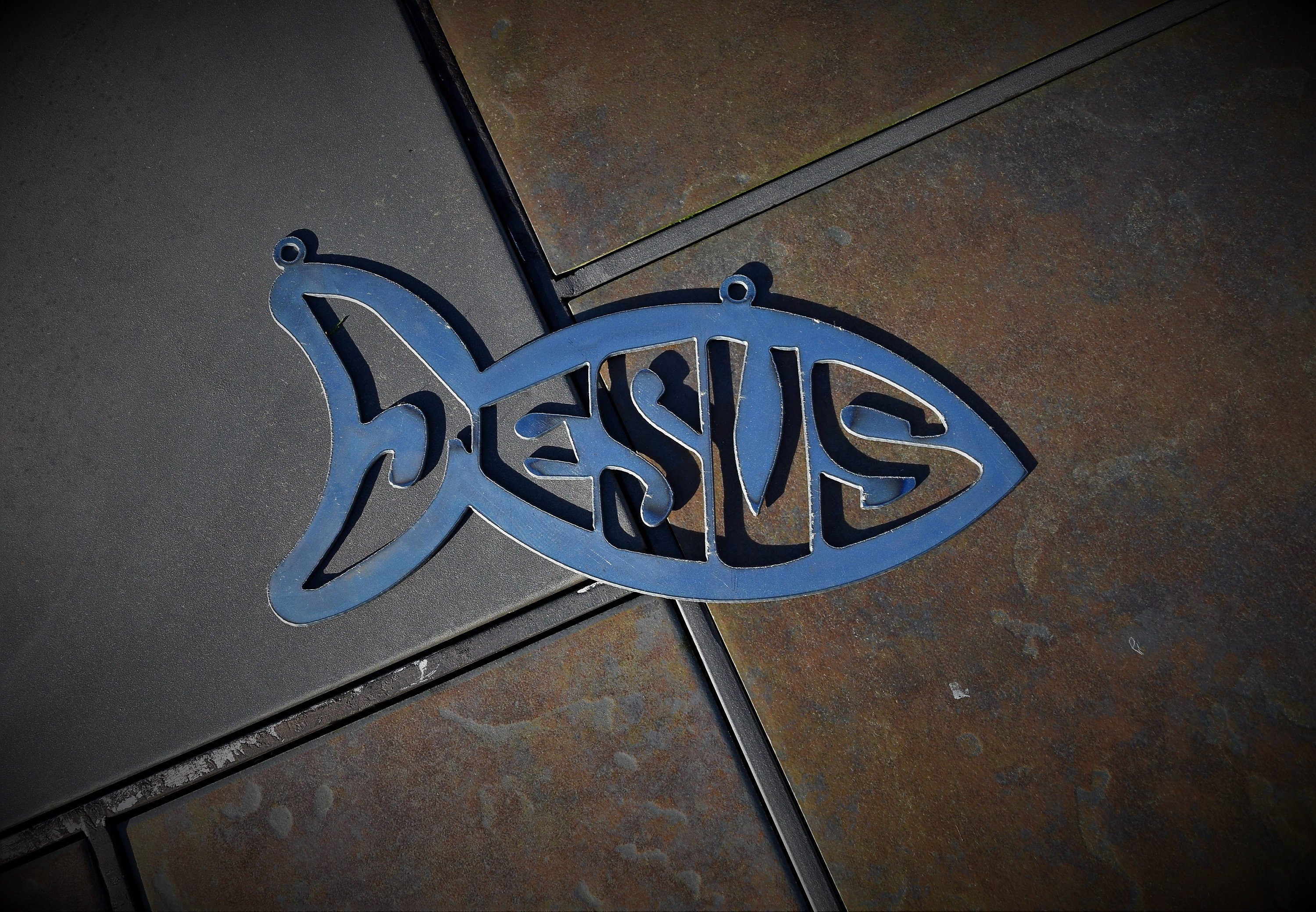 Jesus Fish Metal Sign